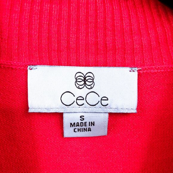 CECE Ruffled Sweater Dress Small Pink Long Sleeve Mock Neck NWT - Picture 8 of 10